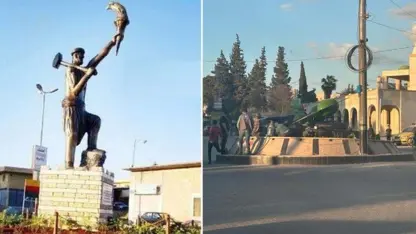 Milis yapılar, Afrin'deki Demirci Kawa heykelini kaldırdı! 