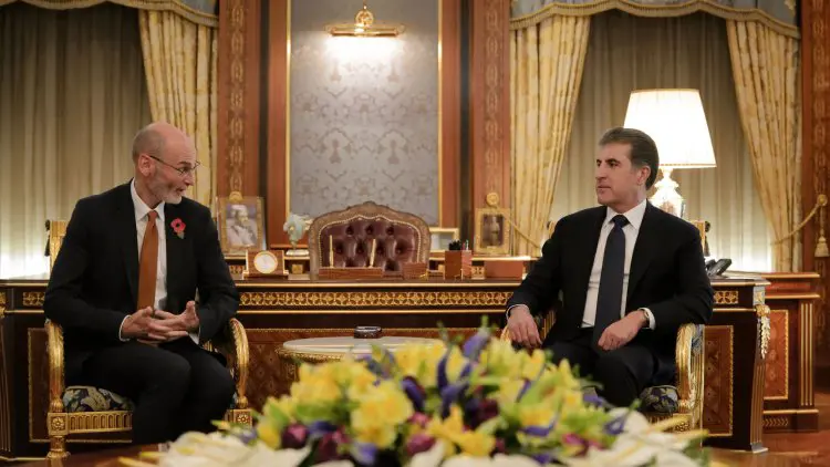Neçirvan Barzani, Ingiltere’nin Irak Büyükelçisi Hitchen’i kabul etti