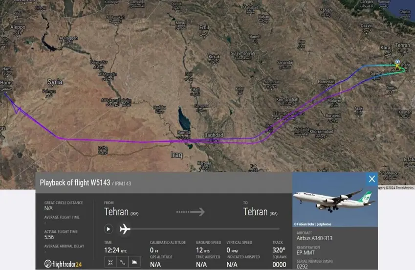 یەدیعووت ئاحارۆنووت : سوپای ئەسەد ڕێگری کردووە لە نیشتنەوەی فڕۆکەیەکی ئێرانی لە دیمەشق