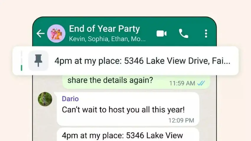 تایبەتمەندی نوێی واتس ئاپ : پینکردنی تا ٣ نامە لە چاتەکاندا