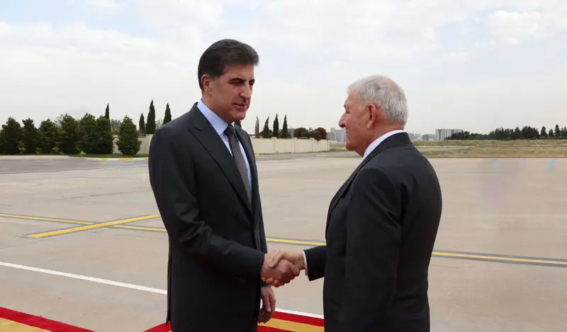 سه‌رۆكى هه‌رێمى كوردستان، پێشوازى له‌ سه‌رۆکكۆمارى عێراق کرد