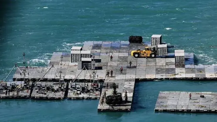 Nîvê Kelgela Deryayî ya ku DYA li Xezzeyê ava dike qediya