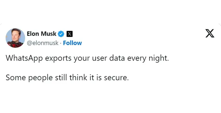 ئیلۆن ماسک پەیامێکی گرینگ سەبارەت بە دزینی داتاگەلی واتس ئاپ ڕادەگەێنێت