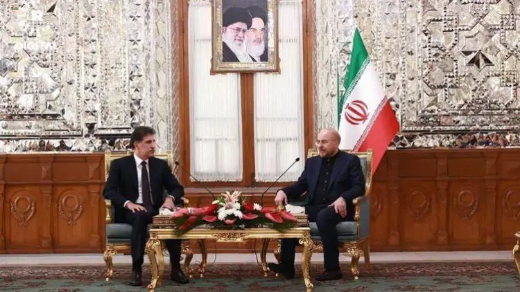 Neçirvan Barzani Iran Meclis Baskani ile görüstü