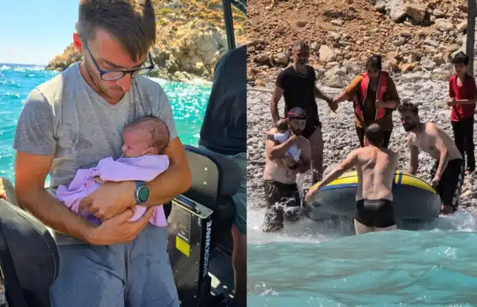 Kayalikta mahsur kalan mülteciler kurtarildi: Aralarinda 50 günlük bebek de var!