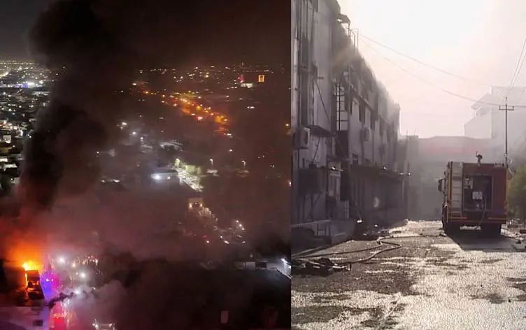 Erbil'in en islek caddesinde korkutan yangin!