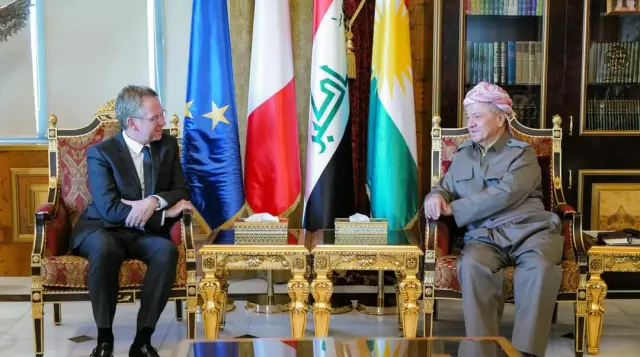 سەرۆك بارزانی پێشوازی لە باڵیۆزی فەڕەنسا لە عێراق کرد