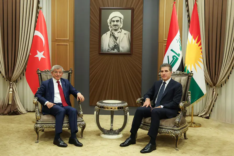 سەرۆکی ھەرێمی کوردستان پێشوازی له‌ ئه‌حمه‌د داوودئۆغڵو کرد