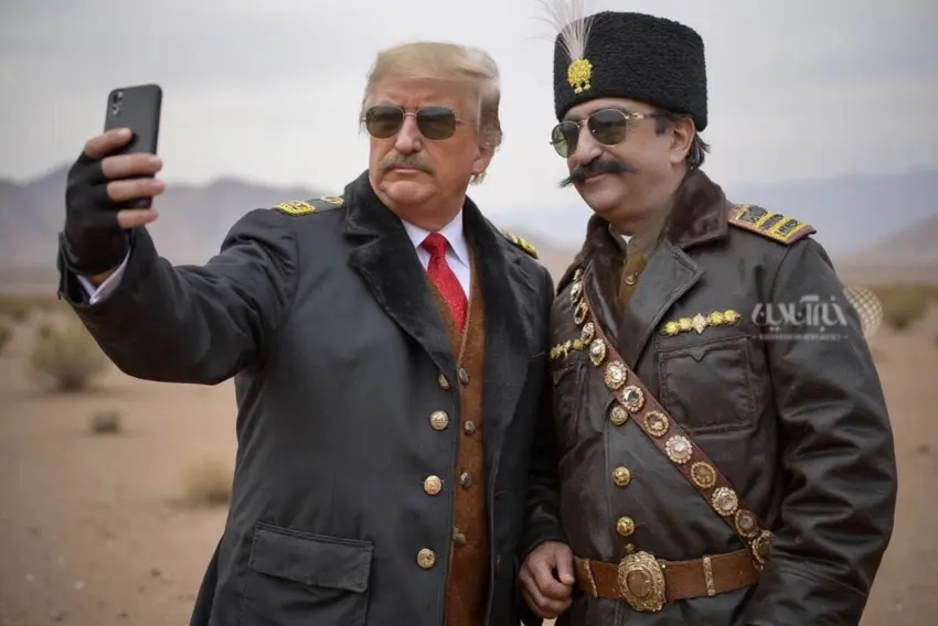 وێنەیەکی سێڵفی ترامپ لەگەڵ ناسرەدین شا؛ ستۆنتێکی نوێی AI