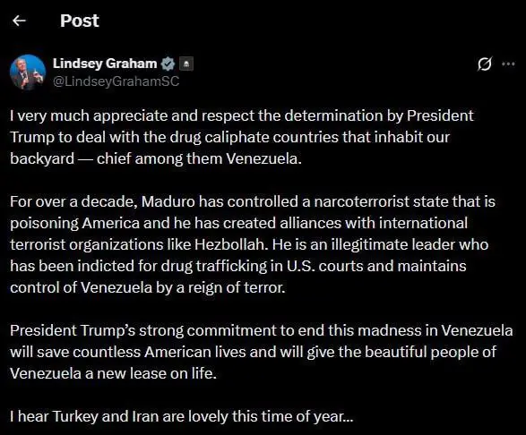 تویتێکی نوێی لیندسی گراهام، کۆماریخوازی ئەمریکا