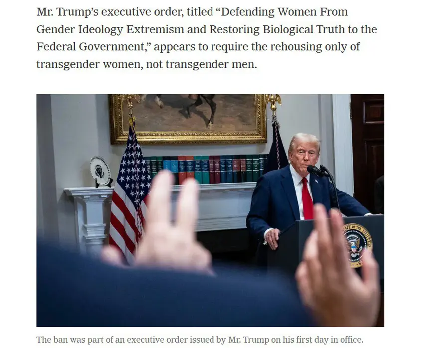 ترامپ : ئەو ژنە زیندانییانەی ڕەگەزی خۆیانیان گۆڕیوە دەیاننێرێت بۆ زیندانی پیاوان