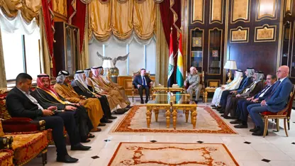 Serok Barzanî pêşwaziya şanda şêx û rûspîyên Iraqê kir