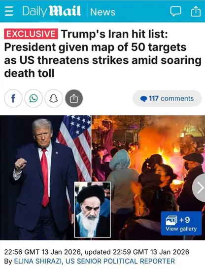 ئاشکراکردنی لیستی نهێنی دۆناڵد ترامپ بۆ هێرش كردنە سەر ئێران; ٥٠ ئامانج لەسەر نەخشەی سەربازی ئەمریکا