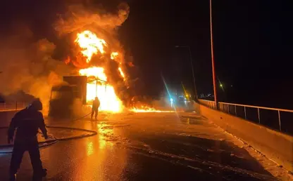 Treylera potên zarokan barkirî şewitî