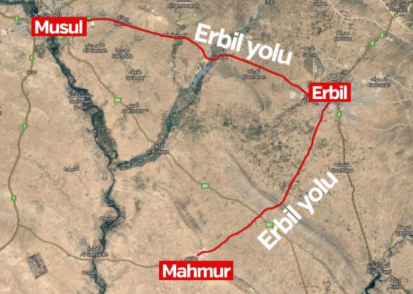 Erbil-Mahmur yolu bugün tekrar ulasima açildi