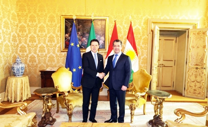 Barzanî û Conte civiyan: Tekezî li dostaniya Kurdistan û Îtalya hat kirin