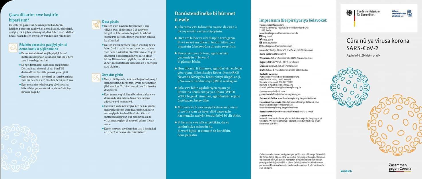 Hikûmeta Almanyayê derbarê koronayê de bi Kurdî hisyariyan dide