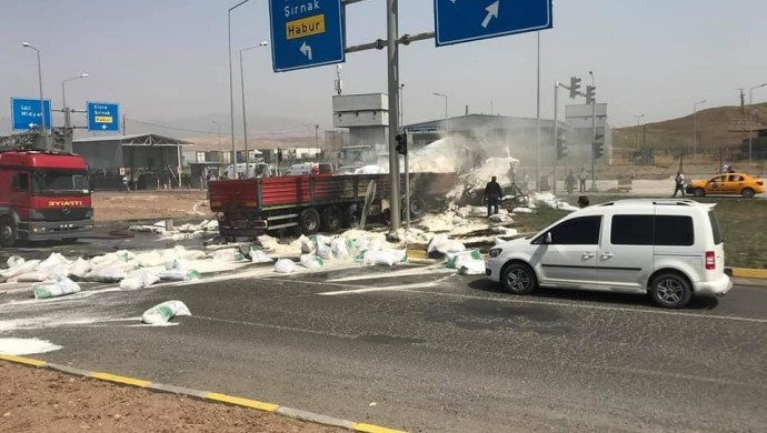 Cizîr | Li nêzîkî Deriyê Îbrahîm Xelîl barhilgirekê qeza kir û agir pê ket