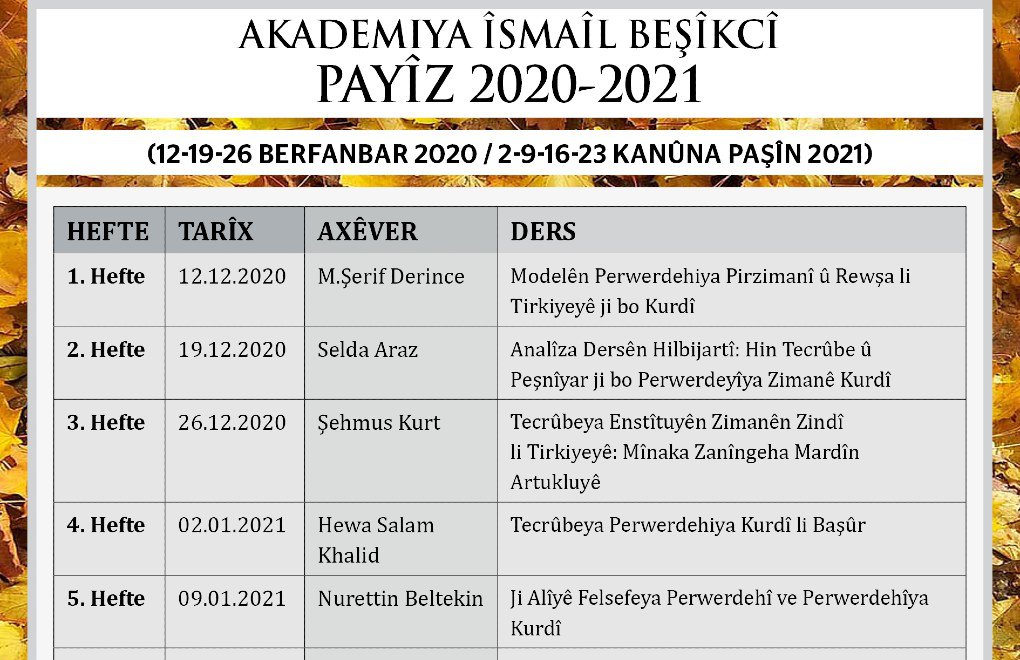 Bo serdema payizê ya Akademiya Îsmaîl Besîkçî serlêdan destpê kirin