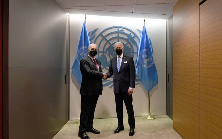 Serokomarê Iraqê bi Joe Biden re civiya