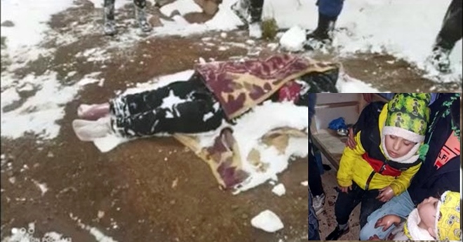 Jina Afgan a tevî zarokên xwe derbasî Wanê dibû ji ber sermayê mir