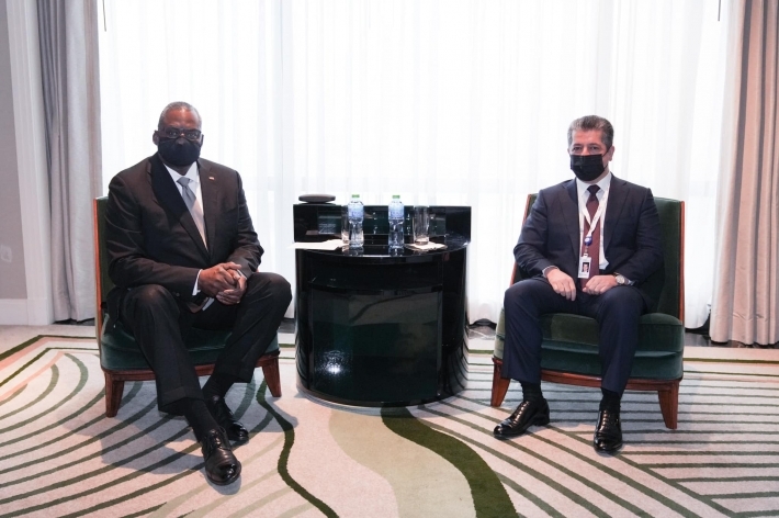 Serokwezîrê Herêma Kurdistanê bi Wezîrê Berevaniyê yê Amerîka Lloyd Austin re civiya