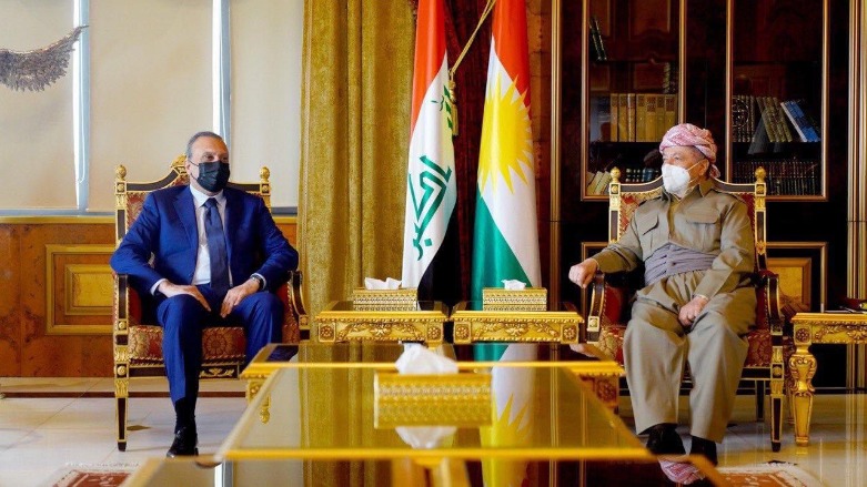 Serok Mesûd Barzanî bi Serokwezîrê Iraqê Mistefa Kazimî re civiya