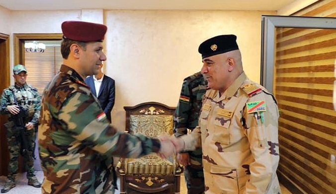 Sererkanê Pêsmerge bi Fermandarê Operasyonên Hevbes ê Iraqê re rewsa ewlehiyê gotûbêj kir