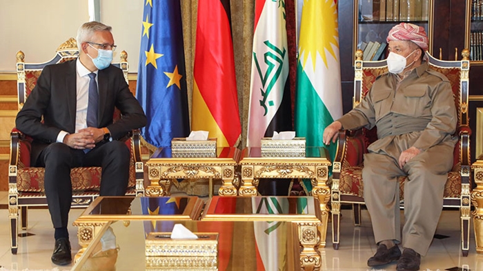 Serok Barzanî ji Balyozê Alman re behsa metirsiyên operasyona Tirkiyê ya ser Rojava kir