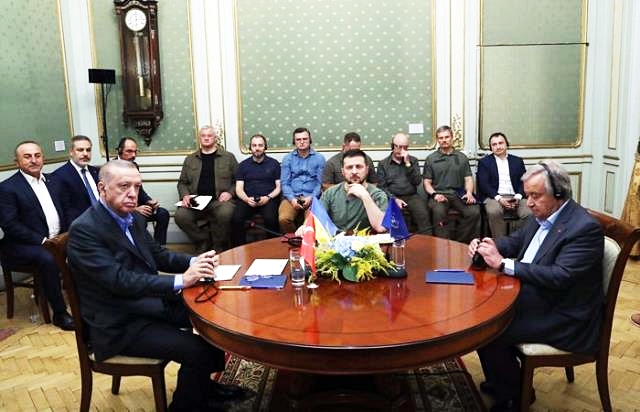 Erdogan, Zelensky û Guterres li bajarê Lviv ê Ukraynayê civiyan