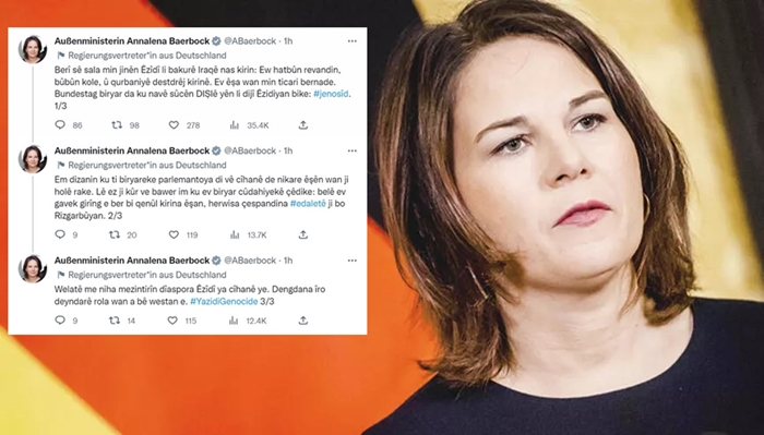 Ji Wezîra Alman peyamên Kurdî li ser jenosîd naskirina Komkujiya Êzidiyan...