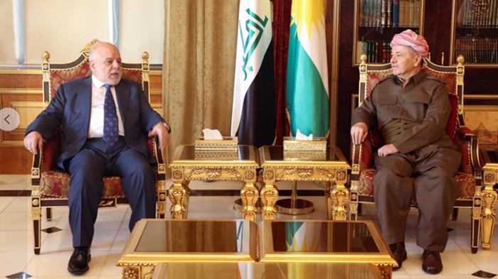 Serok Barzanî û Heyder Ebadî çareserkirina kêseyên Hewlêr-Bexdayê gotûbêj kirin