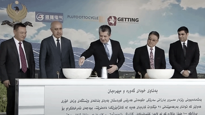 Hewlêr | Mesrûr Barzanî kevirê bingehîn ê santrala herî mezin a enerjiya rojê danî