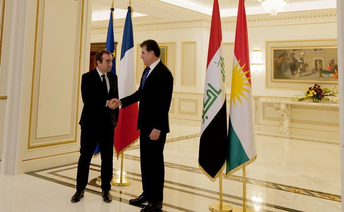Wezîrê Berevaniyê yê Fransayê li Hewlêrê ji aliyê Nêçîrvan Barzanî ve hate pêswazîkirin