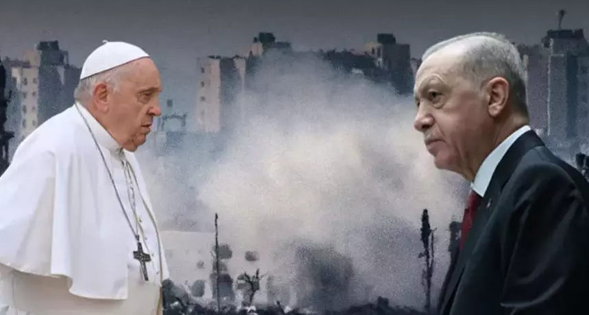 Erdogan, li ser Xezayê bi Papa re axivî