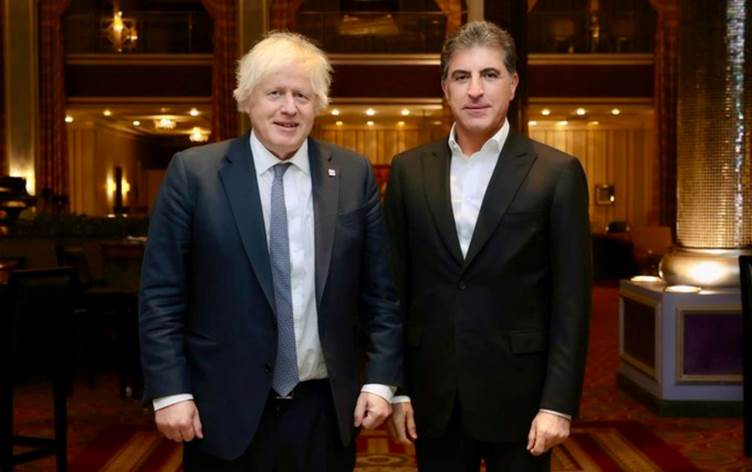 Serokê Herêma Kurdistanê Nêçîrvan Barzanî Boris Johnson qebûl kir
