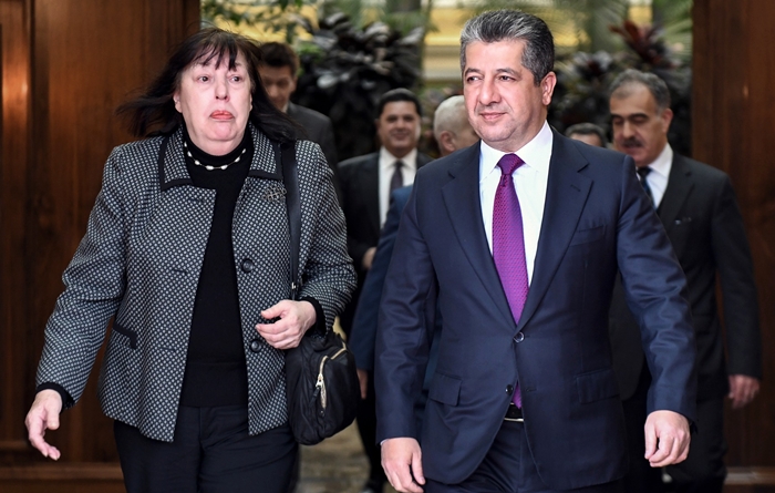 Mesrûr Barzanî pêswazî li Nûnera NY ya Karûbarên Zarokan û Hevrikiyên Çekdarî kir