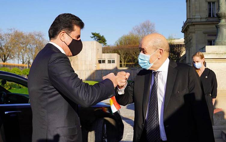 Neçirvan Barzani, Fransa Disisleri Bakani ile görüstü