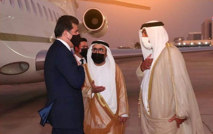 Neçirvan Barzani, BAE'de Kürdistan bayraklari ile karsilandi