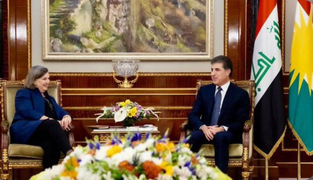 Nêçîrvan Barzanî bi sanda  Amerîkî ya bi seroktiya Victoria Noland re civiya