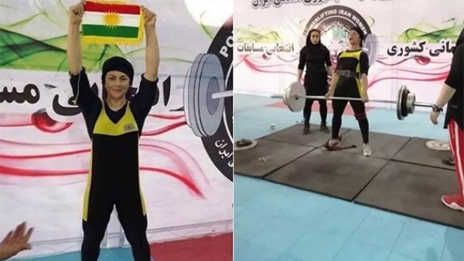 Kadin sporcu altin madalya kazandi, Kürdistan Bayragini açti