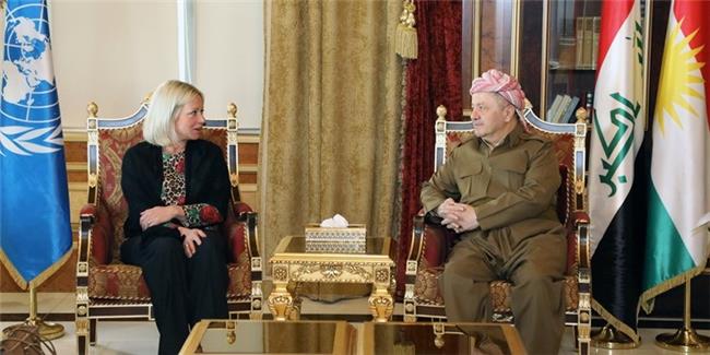 سەرۆك بارزانی پێشوازی لە نوێنەری تایبەتی سكرتێری گشتیی نەتەوە یەكگرتووەكان لە عێراق دەكات