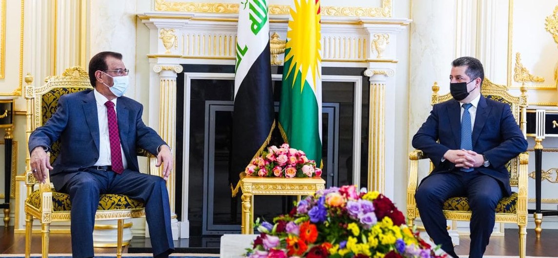 مەسروور بارزانی سەرۆکی حکوومەتی هەرێمی کوردستان پێشوازی لە وەزیری کشتوکاڵی عێراق دەکات