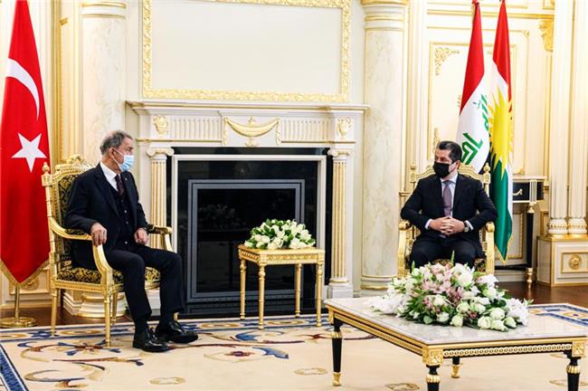 مەسروور بارزانی سەرۆکی حکوومەتی هەرێمی کوردستان پێشوازی لە خلووسی ئاکار وەزیری بەرگری تورکیا کرد