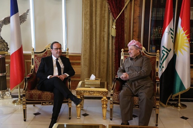 سەرۆك بارزانی پێشوازی لە سەرۆكی پێشووی فەڕەنسا دەكات