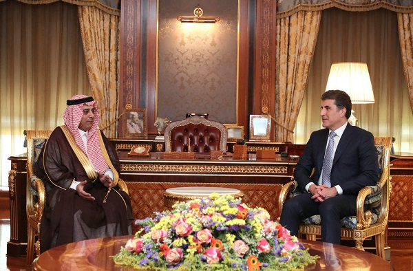 نێچیرڤان بارزانی سەرۆكى هه‌رێمى كوردستان پێشوازى له‌ كونسوولى سەعوودیه‌ كرد