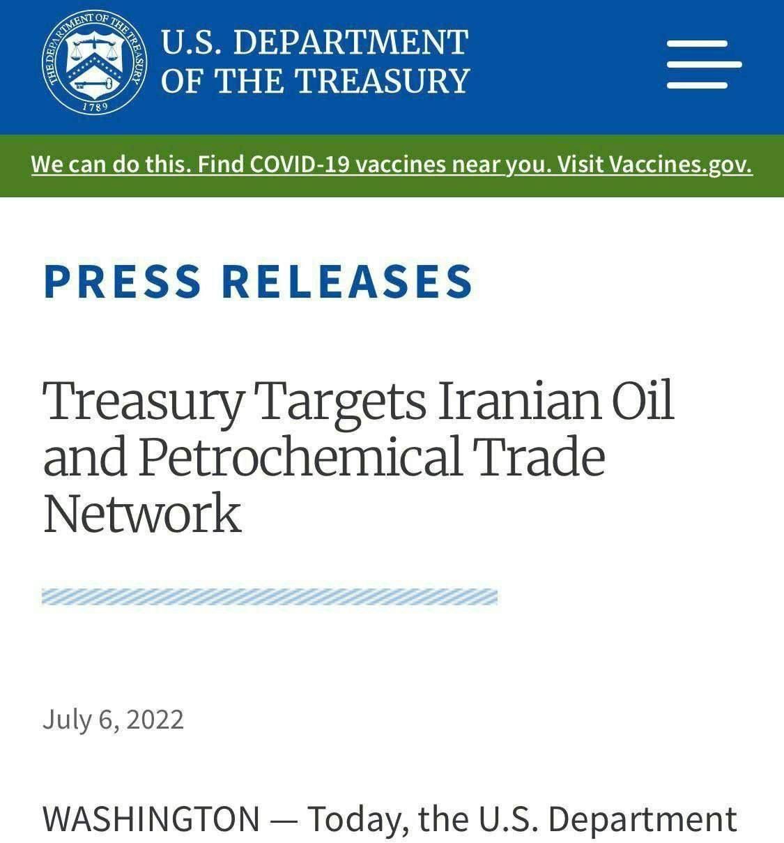 ئەمریکا  گەمارۆی خستە سەر ١٥ کەس و کۆمپانیای نوی، بەهۆی پەیوەندی لەگەڵ کۆماری ئیسلامییەوە