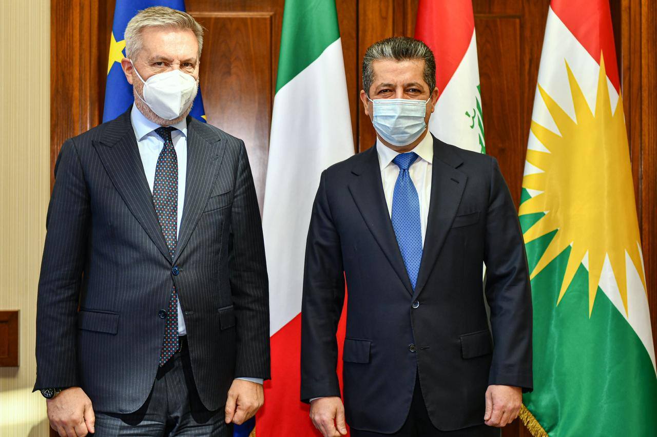 پێشوازی سەرۆکی حکوومەتی هەرێمی کوردستان لە وەزیری بەرگریی ئیتاڵیا