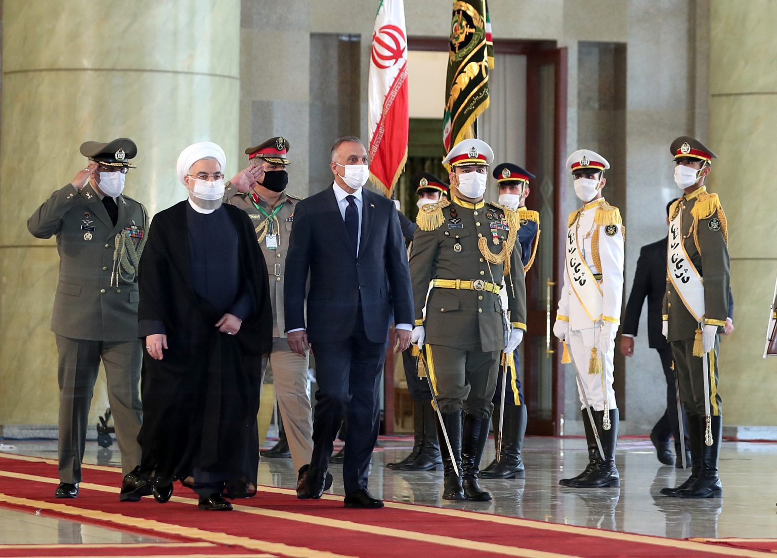 پێشوازی فەرمی حەسەن ڕۆحانی لە کازمی و کۆبوونەکەیان کۆتایپێهات