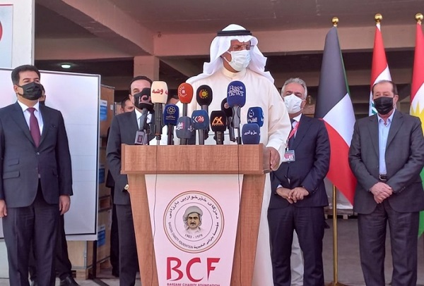 کونسوڵخانەى کۆوەیت لە هەرێمی کوردستان هاوکاری دەرمانی و خۆراکی پێشکەشی وەزارەتی تەندرووستی و هاووڵاتییان دەکات